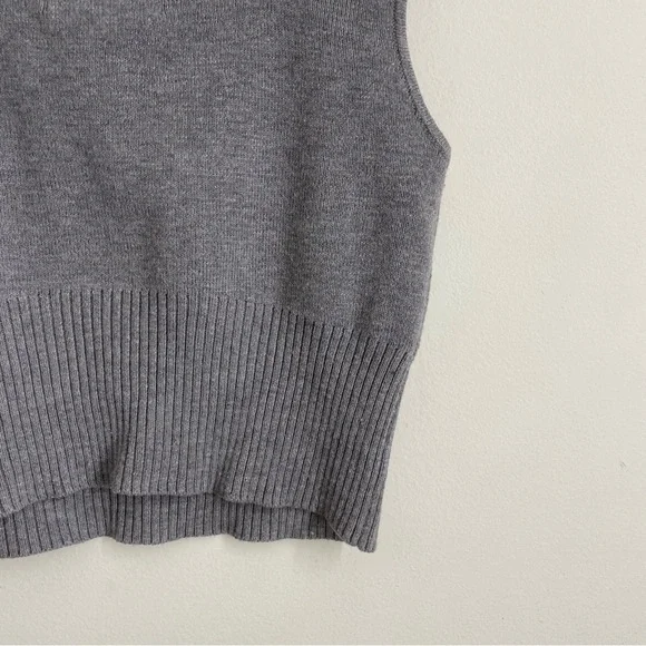 H&M Knit Wool Blend Cropped Sleeveless Top Gray Square Neck S - Picture 6 of 8